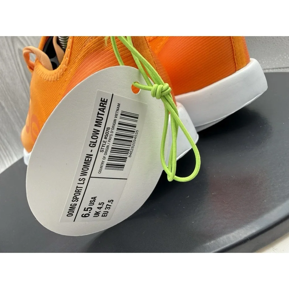 OOFOS OOmg Sport LS Low Womens Size 6.5 Glow Mature Orange Lace Up Running Shoes